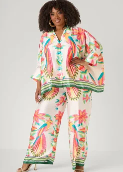 Parrot Print Satin Shirt