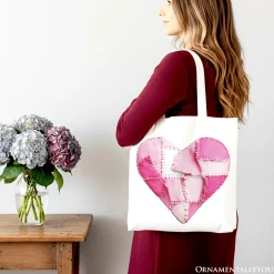 Patchwork Heart Canvas Tote Bag