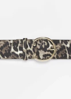Pebbled Leopard Print Belt