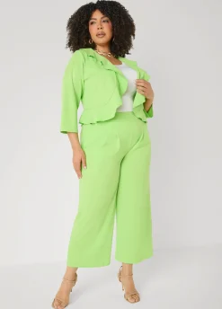 Pleat Detailed Wide Leg Capris