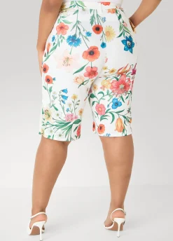 Pleated Floral Shorts