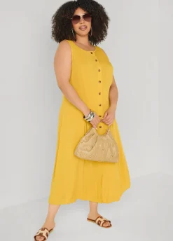 Pleated Woven Maxi Shirtdress