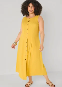 Pleated Woven Maxi Shirtdress
