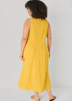 Pleated Woven Maxi Shirtdress