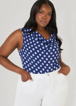 Polka Dot Cowl Neck Top