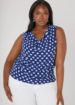 Polka Dot Cowl Neck Top
