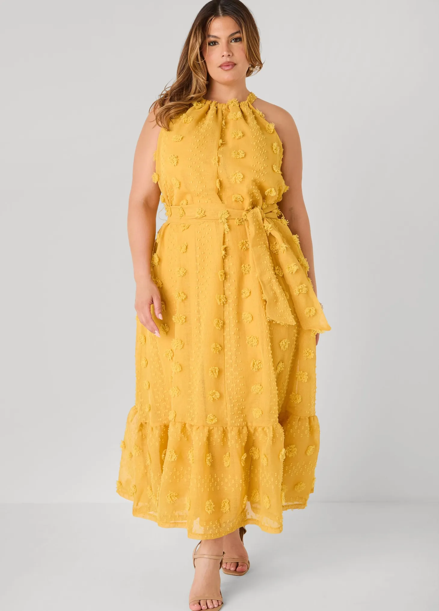 Pompom Gauze Maxi Dress