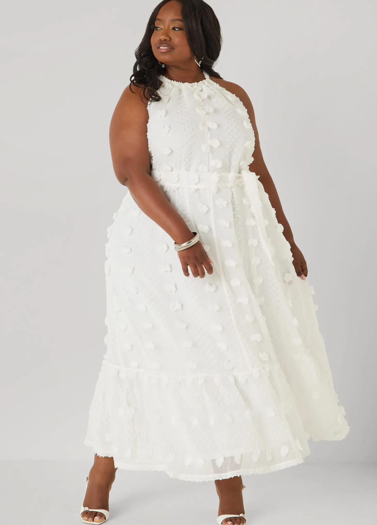 Pompom Gauze Maxi Dress