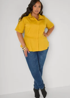 Poplin Peplum Shirt