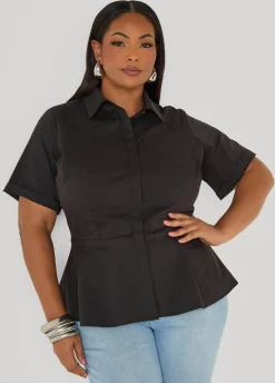 Poplin Peplum Shirt