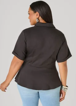 Poplin Peplum Shirt