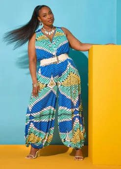 Printed Balloon Leg Jumpsuit