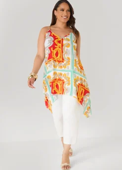 Printed Chain Trimmed Top