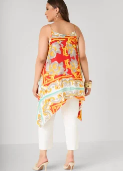 Printed Chain Trimmed Top