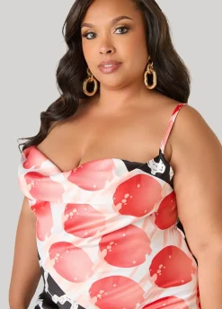 Printed Cowl Neck Slip Dress
