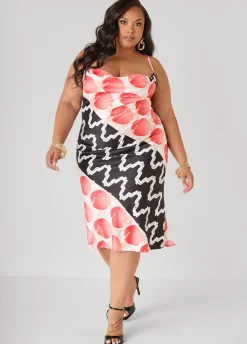 Printed Cowl Neck Slip Dress