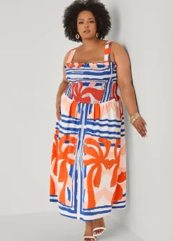 Printed Smocked Maxi Dress