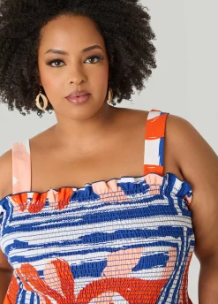 Printed Smocked Maxi Dress