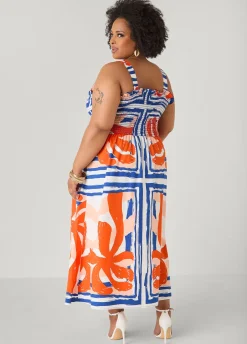 Printed Smocked Maxi Dress