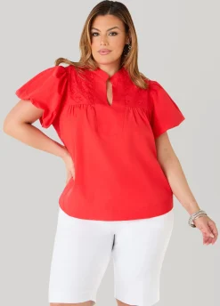 Puff Sleeve Embroidered Top