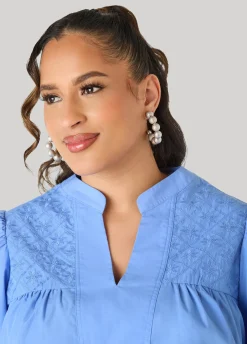 Puff Sleeve Embroidered Top