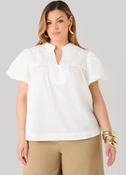 Puff Sleeve Embroidered Top