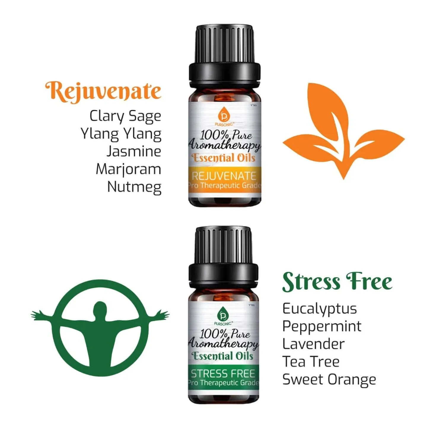 Pursonic 6 Pack Pure Essential Aromatherapy Oils Blends