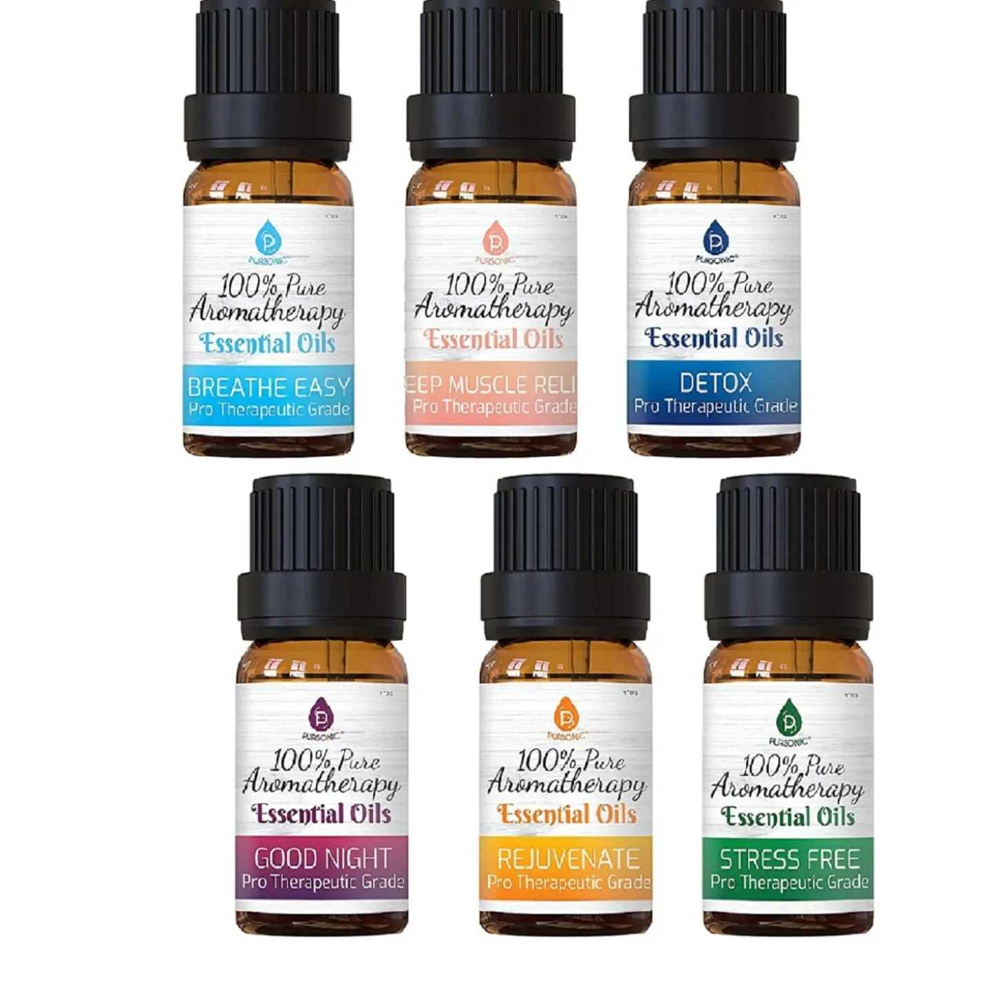 Pursonic 6 Pack Pure Essential Aromatherapy Oils Blends