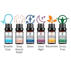 Pursonic 6 Pack Pure Essential Aromatherapy Oils Blends