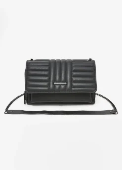 Quilted Faux Leather Flap Bag