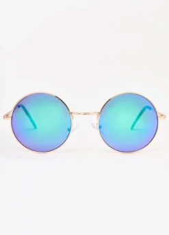Reflective Round Frame Sunglasses