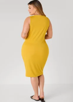 Ribbed V Neck Tank Dress