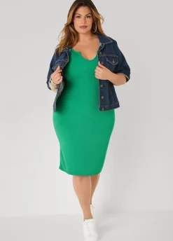 Ribbed V Neck Tank Dress