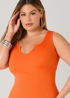 Ribbed V Neck Tank Dress