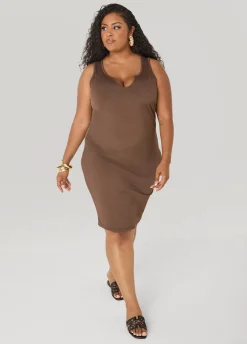 Ribbed V Neck Tank Dress