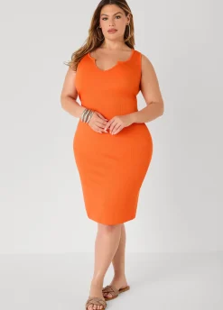 Ribbed V Neck Tank Dress