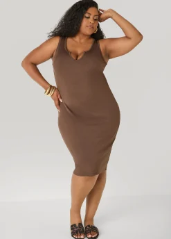 Ribbed V Neck Tank Dress