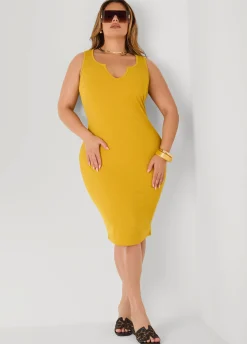 Ribbed V Neck Tank Dress