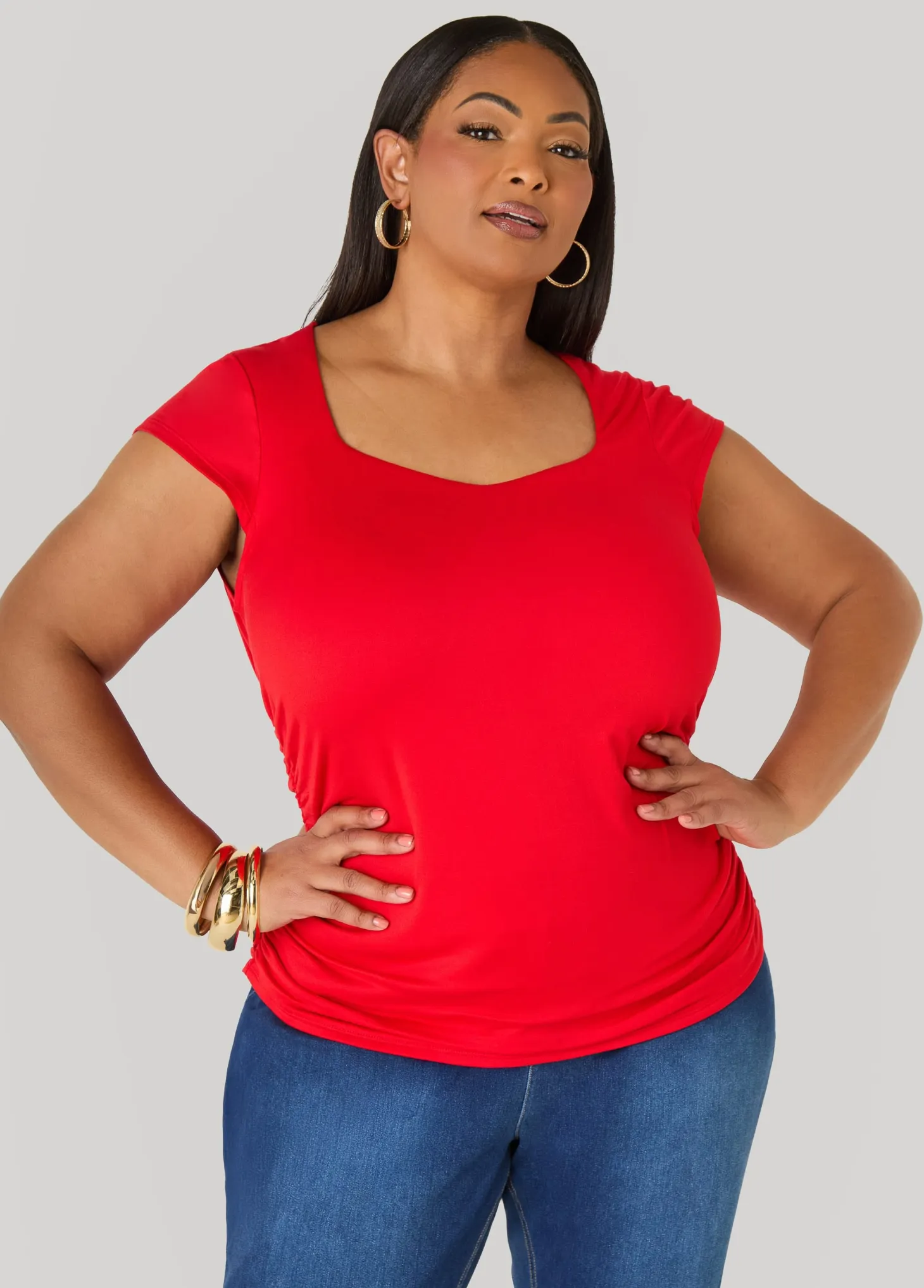 Ruched Cap Sleeved Top