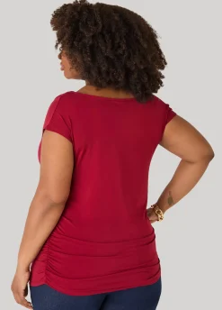 Ruched Cowl Neck Top