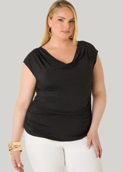 Ruched Cowl Neck Top