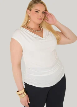 Ruched Cowl Neck Top