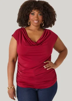 Ruched Cowl Neck Top