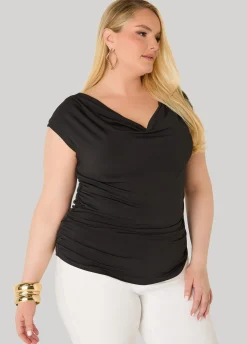 Ruched Cowl Neck Top
