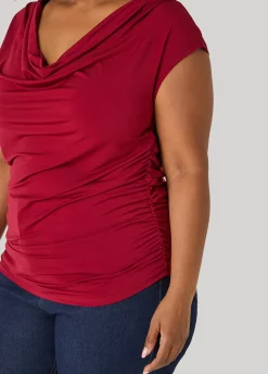 Ruched Cowl Neck Top