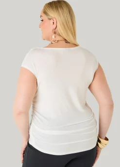 Ruched Cowl Neck Top