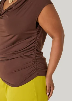 Ruched Cowl Neck Top