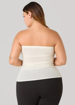 Ruched Metallic Tube Top