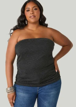 Ruched Metallic Tube Top