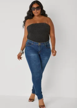 Ruched Metallic Tube Top
